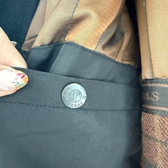 Torras Wool Leather Trim Jacket Black L Plaid Lined Spain Luxury Coat - Picture 8 of 9